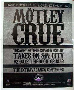 Motley Crue @ Hard Rock Casino Las Vegas Concert Show Ad  