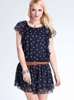 MOONBASA Girls Romantic Dots Prints Flounce Side Dress  