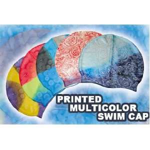  Sprint Aquatics Printed Multi Color Swim Cap   Fireworks 