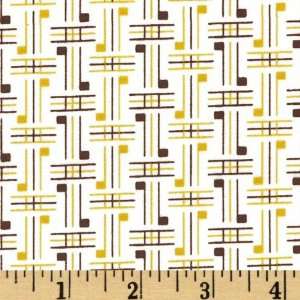  58 Wide Cotton Poplin Abstract Lines Gold/Brown Fabric 