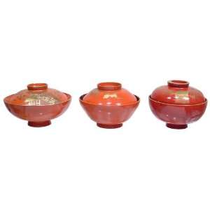  JAPANESE LACQUER WARE  THREE VARIED EXAMPLES Beauty