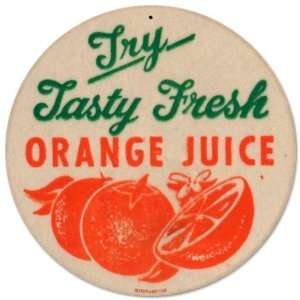 Orange Juice Food and Drink Round Metal Sign   Garage Art Signs