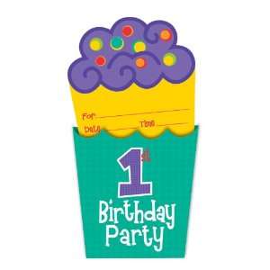   1st Birthday Party Invitations   First Cupcake