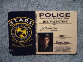 Resident Evil S.T.A.R.S ID Card RPD Jill Valentine Prop  