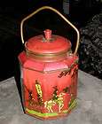 Antique Peek Freans Biscuit Tin Red with Chinese Design