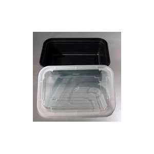   Black Rectangular Food Container with Lid   12oz