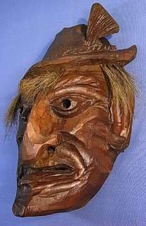 LARGE FARMER MASK * WOOD CARVED ANTIQUE 1900´S TA8  