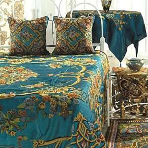   Art Nouveau Turquoise Cotton Viscose Velvet (68X86)