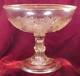 Magnificent Grape & Cable Glass Compote Antique EAPG Huge WOW  