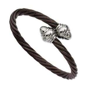  Stainless Steel Chocolate IP Plated Twisted Wire Bangle Jewelry
