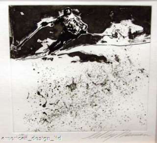 LeRoy Neiman 2 Signed Etchings from Skiing Suite Top of the Crest 