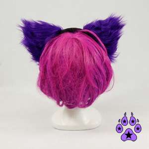 KITTY cat cosplay Goth Anime Hat EARS Neko furry HEADBAND fur PURPLE 