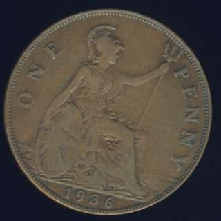 Great Britain Penny coin   1936 (KM838) George V  