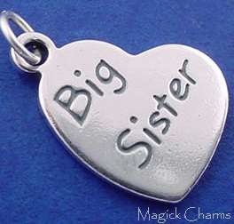 Sterling Silver BIG SISTER HEART Charm  