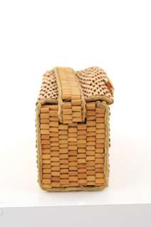 VINTAGE 40s 50s Occupied Japan Bamboo Beaded Square Summer Handbag 
