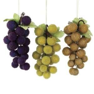 Sugared Fruit Decorative Large Beaded Gold Grapes Christmas Ornament 9 