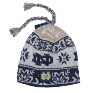  Irish NCAA Adidas Tassel Top Navy & Gold Winter Knit Beanie Hat