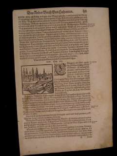 Spanish vity view Munster 1564 nice woodblock print  