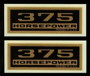Chevrolet 375 Horsepower Valve Cover Decal Set  
