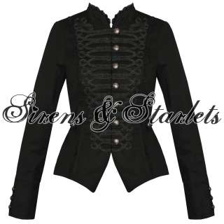 WOMENS LADIES NEW BLACK GOTHIC STEAMPUNK MILITARY COTTON TAILCOAT COAT 