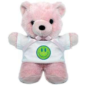    Teddy Bear Pink Smiley Face With Peace Symbols 