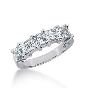 18k Gold Diamond Anniversary Rings Wedding Ring 3 Round Brilliant, 2 