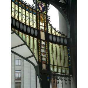 Stained Glass Art Nouveau (Jugendstil) Detail, Municipal House, Prague 