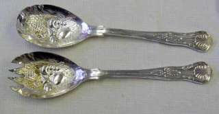 fr rogers italy silverplate salad servers embossed withe fruit leaves 