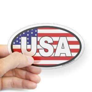  USA Flag with USA letters in white. Military Oval Sticker 