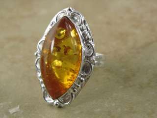 silver ring (size 6.75 )** ** Alluring *yellow* Amber 