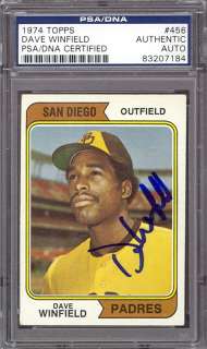 1974 Topps #456 Dave Winfield Rookie Padres Signed Autographed PSA/DNA 
