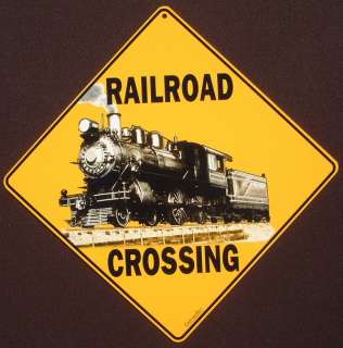RAILROAD CROSSING Sign decor picture locomotive trains  