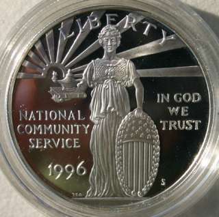 1996 PROOF National Community Service Silver Dollar US Mint Coin with 