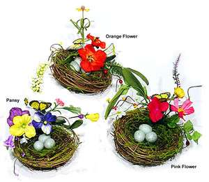 Artificial Bird Nest Eggs Butterfly Flower Home 5 dia  