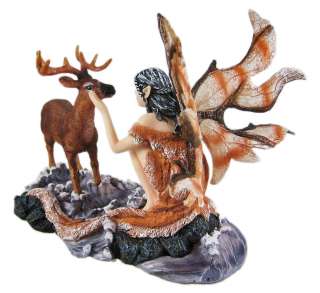 Winter Forest Fairy W/ Deer Statue Magical  
