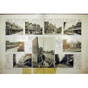  Chester Scenery Port Buildings Wall Castle Print 1914 