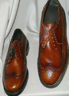   90s MENS DRESS SUIT SHOES LEATHER WING TIP DEADSTOCK NOS 10 4XW  