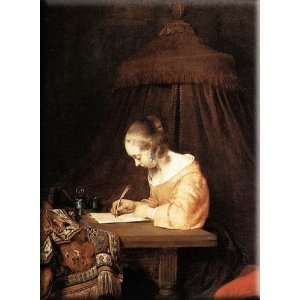  Woman Writing a Letter 22x30 Streched Canvas Art by Borch 