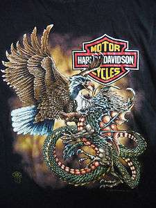   Vtg 1980s Harley Davidson Motorcycle Soft 50/50 T Dragon Shirt Mens M