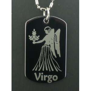 Zodiac Star Virgo Dogtag Pendant Necklace 