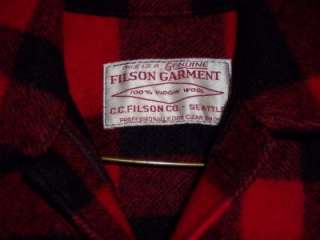 FILSON red plaid wool Mackinaw Cruiser Hunting JACKET size 40  