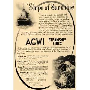   Steamship Lines Mallory Clyde Ward   Original Print Ad