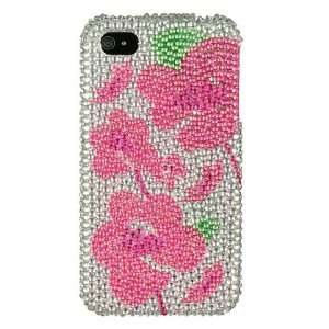  Verizon / At&t Iphone 4 Full Diamond Case Silver w/ Pink 