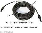   #10 AWG USE 2/RHW 2 600V SOLAR EXTENSION CABLE MC 4 M & F CONNECTOR