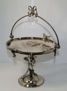 c1890 Elegant Victorian Wilcox Silverplate Basket Butterflies 