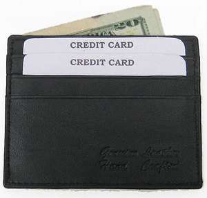 BLACK LEATHER THIN Credit Card ID Wallet Holder  