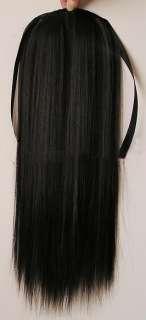 24 60cm HUMAN HAIR ponytail extensions black #1b 100g  