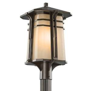   Outdoor Post Lantern, Olde Bronze with Light Umber Etched Seedy Glass