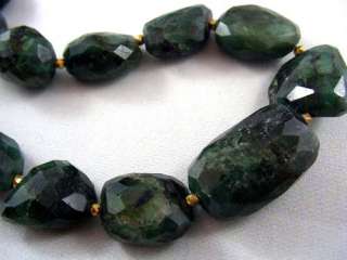 RARE EXQUISITE 10K EMERALD Green Bead Necklace HUGE  