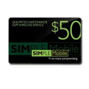  Simple Mobile $50 Airtime Card Electronics